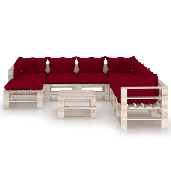 vidaXL 9-delige Loungeset met kussens pallet grenenhout