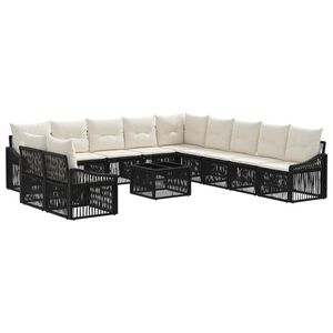 vidaXL Tuinbankenset 12 st Zwart poly rattan