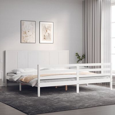 vidaXL Bedframe met hoofdbord massief hout wit