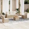 vidaXL 6-delige Loungeset met kussens poly rattan beige