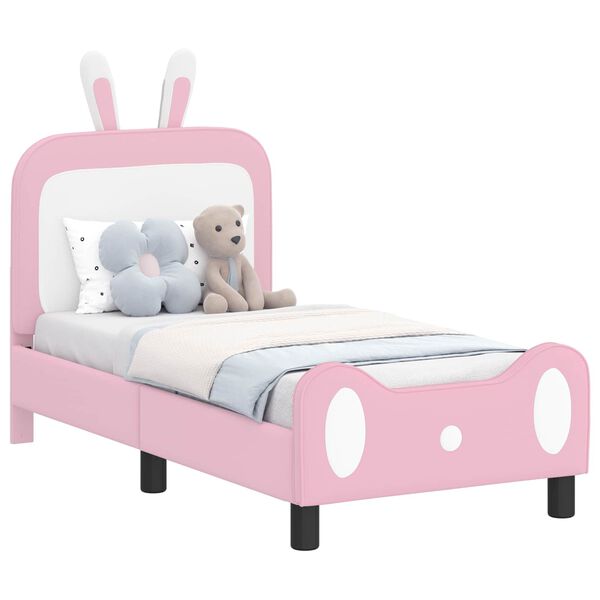 vidaXL Peuterbedframe met hoofdbord met hoofdeinde Roze 70 x 140 cm PU