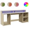 vidaXL Bureau met LED-verlichting 200x55x91 cm hout sonoma eikenkleur
