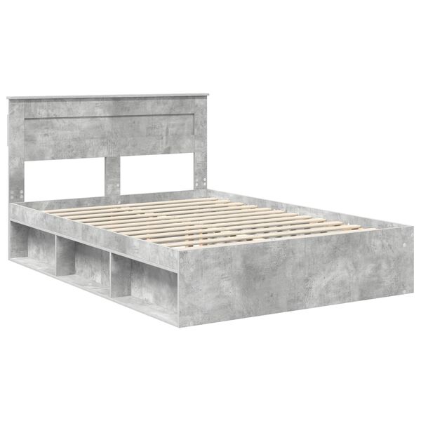 vidaXL Bedframe met hoofdeinde Beton 160 x 200 cm Massief grenenhout