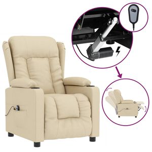 vidaXL Fauteuil verstelbaar elektrisch stof cr&egrave;mekleurig