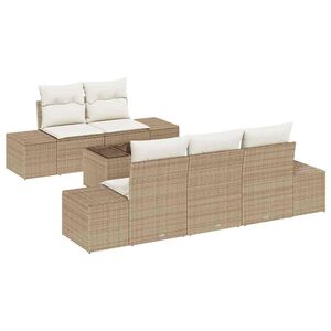 vidaXL Tuin Sofa Set met kussen 6 pcs Beige en Cr&egrave;me poly rattan
