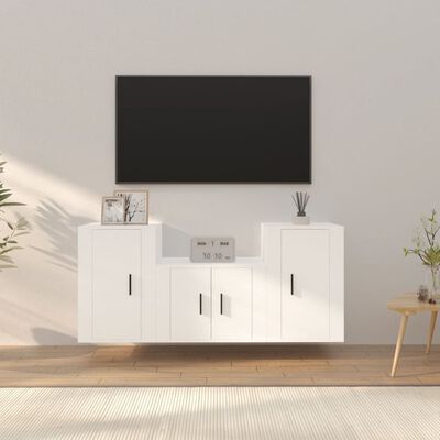 vidaXL 3-delige Tv-meubelset bewerkt hout wit