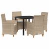 vidaXL Tuin eettafelset 5 st Beige poly rattan
