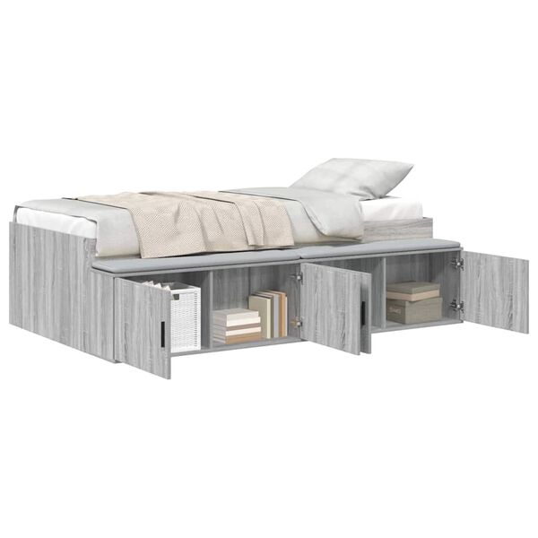 vidaXL Bedframe met lade Grijs Sonoma 90 x 200 cm Bewerkt hout