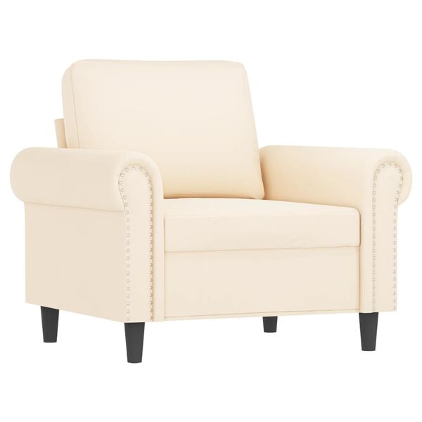 vidaXL Fauteuil met voetenbank 60 cm fluweel cr&egrave;mekleurig