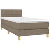vidaXL Boxspring met matras en LED stof taupe 100x200 cm
