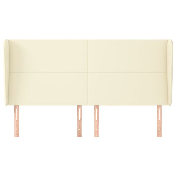 vidaXL Hoofdbord met randen 183x23x118/128 cm kunstleer cr&egrave;mekleurig