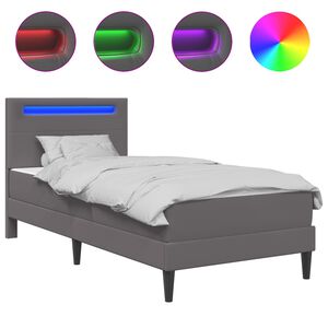vidaXL Bedframe met LED-stripverlichting met hoofdeinde Kunstleer