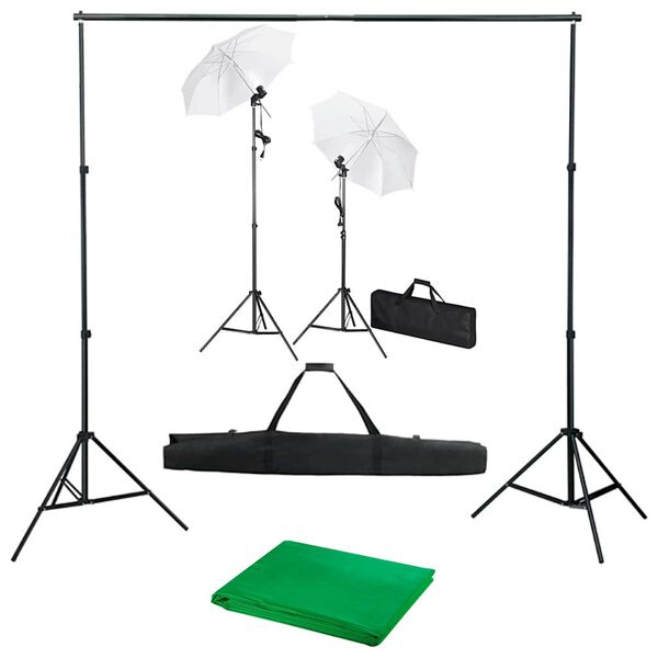 vidaXL Fotostudioset met achtergrond, lampen en paraplu's