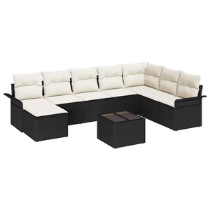 vidaXL Tuin Sofa Set met kussen met opslag 9 pcs Bruin Poly riet