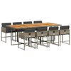 vidaXL 9-delige Tuinset met kussens poly rattan grijs