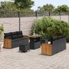 vidaXL Tuinbankenset met kussen 11 pcs Zwart poly rattan