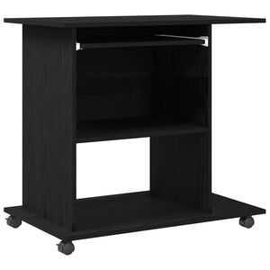 vidaXL Computerbureau Zwart Eiken 80x50x75 cm Bewerkt Hout