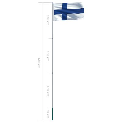vidaXL Vlag met vlaggenmast Finland 6 m aluminium
