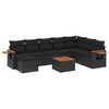 vidaXL 9-delige Loungeset met kussens poly rattan zwart