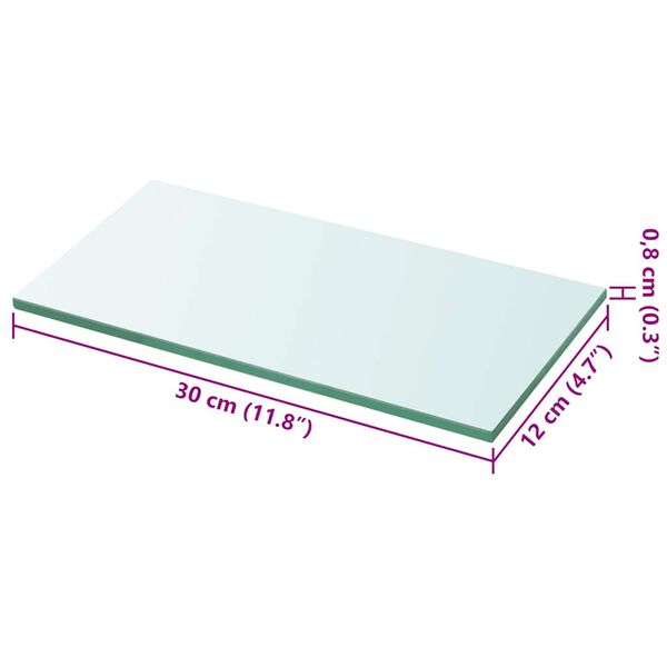 vidaXL Schappen 2 st 30x12 cm glas transparant