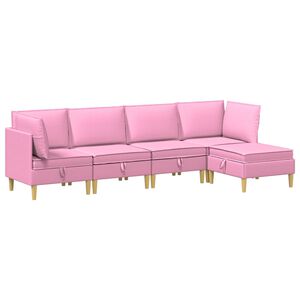 vidaXL Woonkamer Meubelset met kussen met opslag 5 pcs Roze Stof