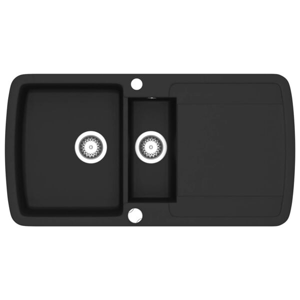 vidaXL Gootsteen dubbele bak graniet zwart