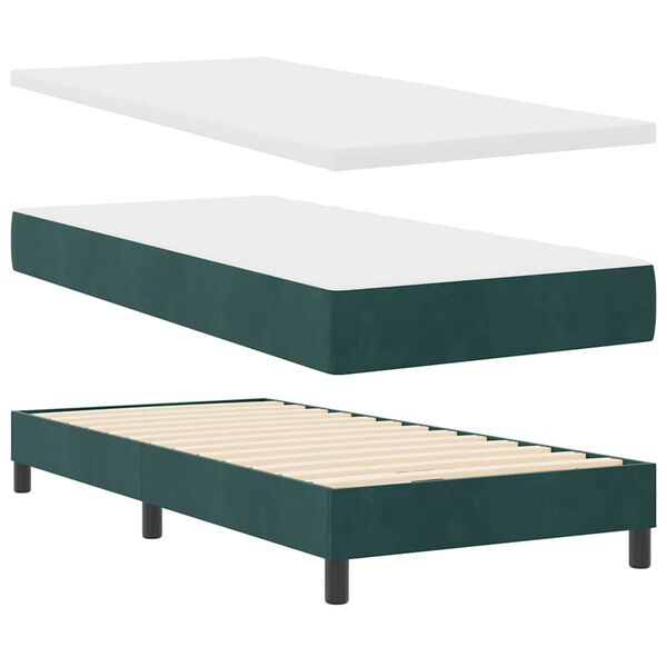 vidaXL Boxspringbed met matras Donkergroen 200 x 90 cm Fluweel