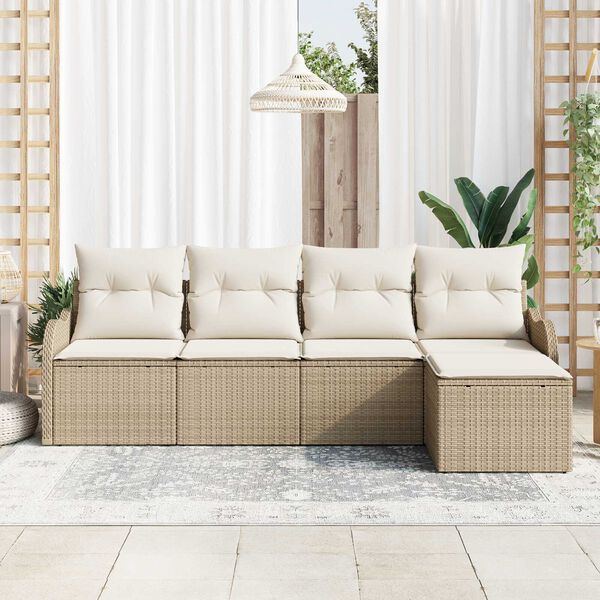 vidaXL Tuin Sofa Set Beige poly rattan