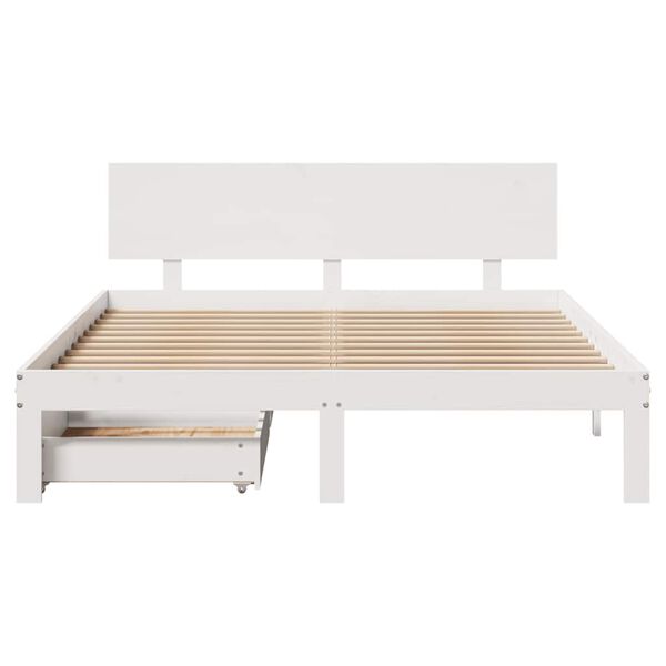 vidaXL Bedframe met lades massief grenenhout wit 160x200 cm