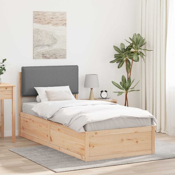 vidaXL Bedframe met Gevoerd Hoofdgedeelte Lichtgrijs 90 x 190 cm