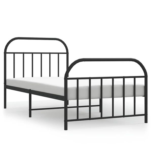 vidaXL Bedframe met hoofd- en voeteneinde metaal zwart 100x190 cm