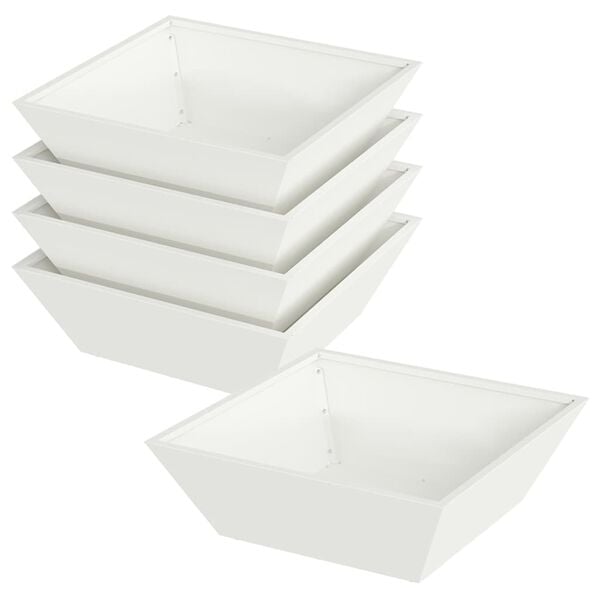vidaXL Tuin Bloempot 5 pcs Wit 50 x 50 x 15 cm Koudgewalst staal