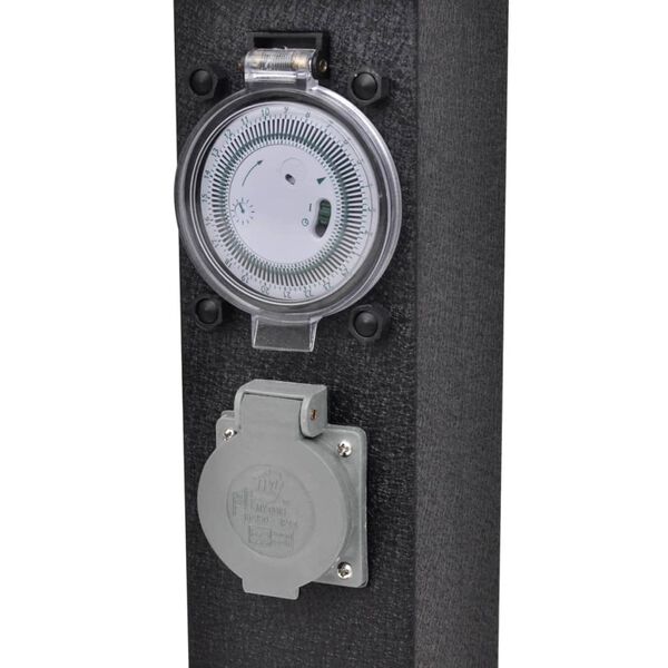 Buitenstopcontact op zuil met tijdschakelaar (zwart)