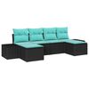 vidaXL Tuin Sofa Set 4 st Zwart en Turquoise poly rattan