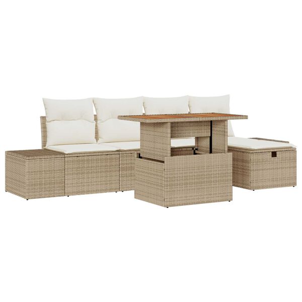 vidaXL Tuin Sofa Set 6 pcs Beige poly rattan