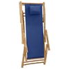 vidaXL Terrasstoel bamboe en canvas marineblauw