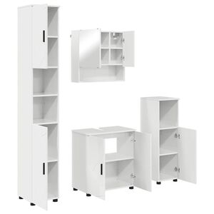 vidaXL Badkamermeubelset 4 pcs Hoogglans wit Bewerkt hout & Metaal