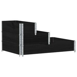 vidaXL Verhoogde plantenbak 3-laags 120x80 cm massief grenenhout zwart
