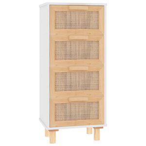 vidaXL Dressoir 40x30x90 cm massief grenenhout en rattan wit