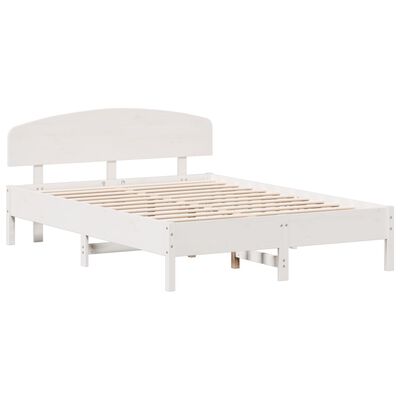 vidaXL Bedframe met hoofdbord massief grenenhout wit 140x200 cm