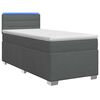 vidaXL Boxspring Bed met Matras en LED Donkergrijs Enkel Stof