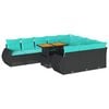vidaXL 11-delige Loungeset met kussens poly rattan zwart