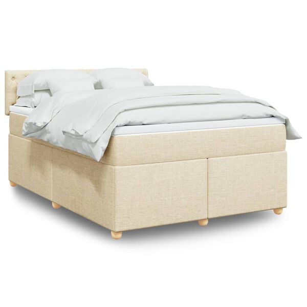 vidaXL Boxspring met matras stof cr&egrave;mekleurig 160x200 cm