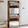 vidaXL Schoenenkast met spiegel 4-laags 63x17x134 cm gerookt eiken