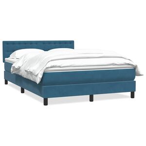 vidaXL Boxspring met matras fluweel donkerblauw 140x210 cm