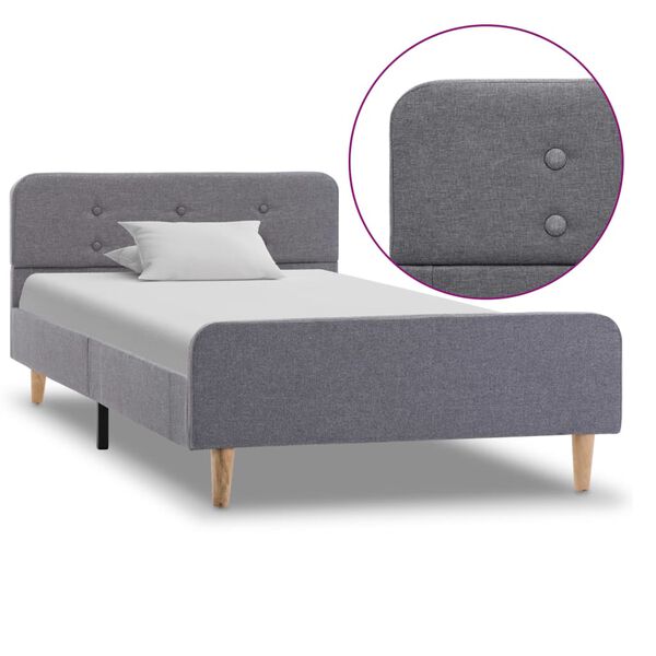 vidaXL Bedframe stof lichtgrijs 90x200 cm