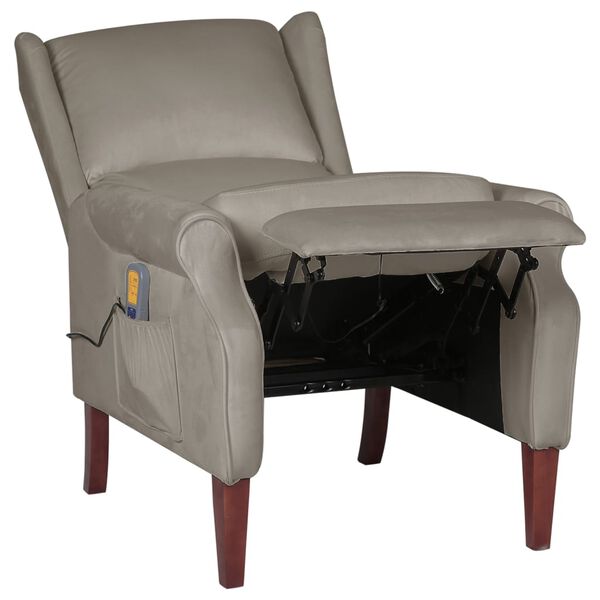 vidaXL Massagestoel verstelbaar fluweel lichtgrijs