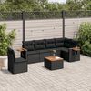 vidaXL 7-delige Loungeset met kussens poly rattan zwart