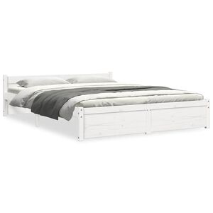 vidaXL Bedframe massief hout wit 150x200 cm