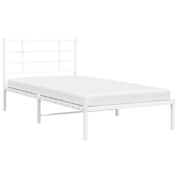 vidaXL Bedframe met hoofdbord metaal wit 100x200 cm